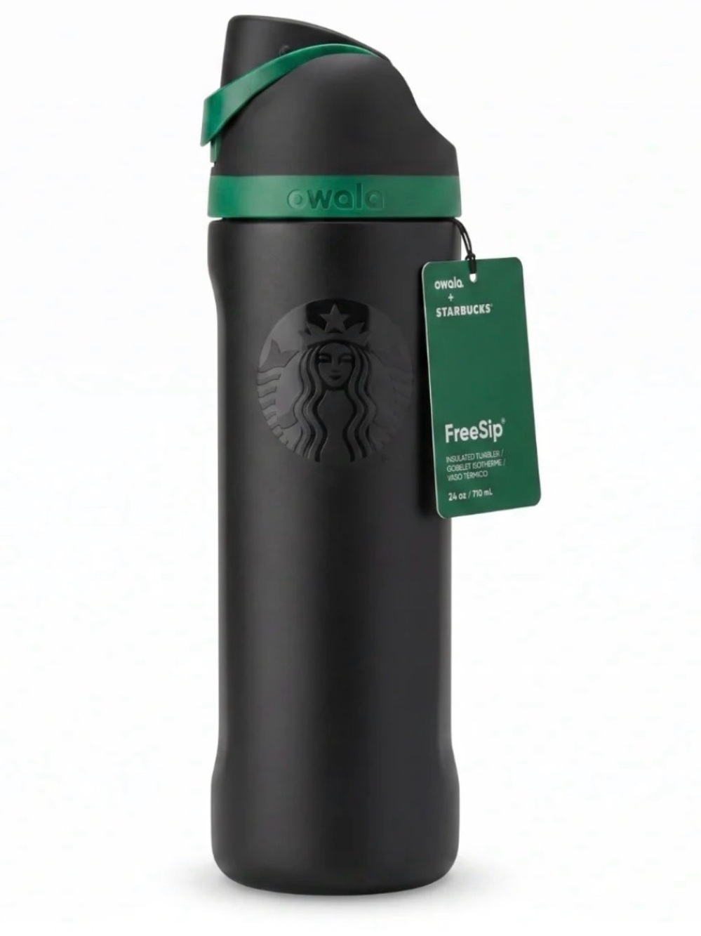 Starbucks x Owala Black & Green FreeSip Insulated Water Bottle